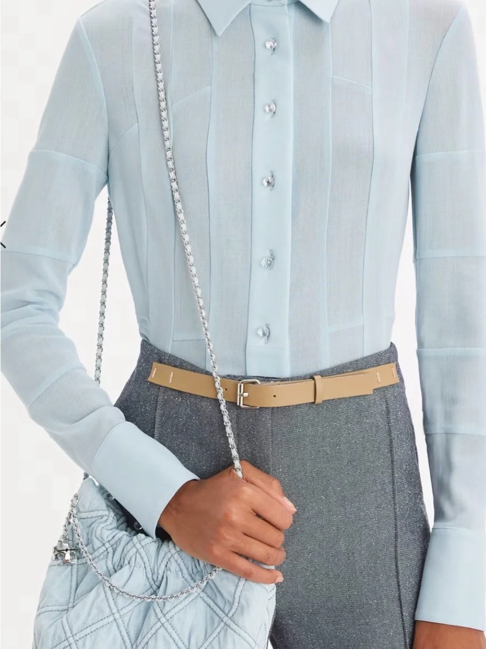 Tory Burch Mini Fleming Quilted Denim Hobo Bag